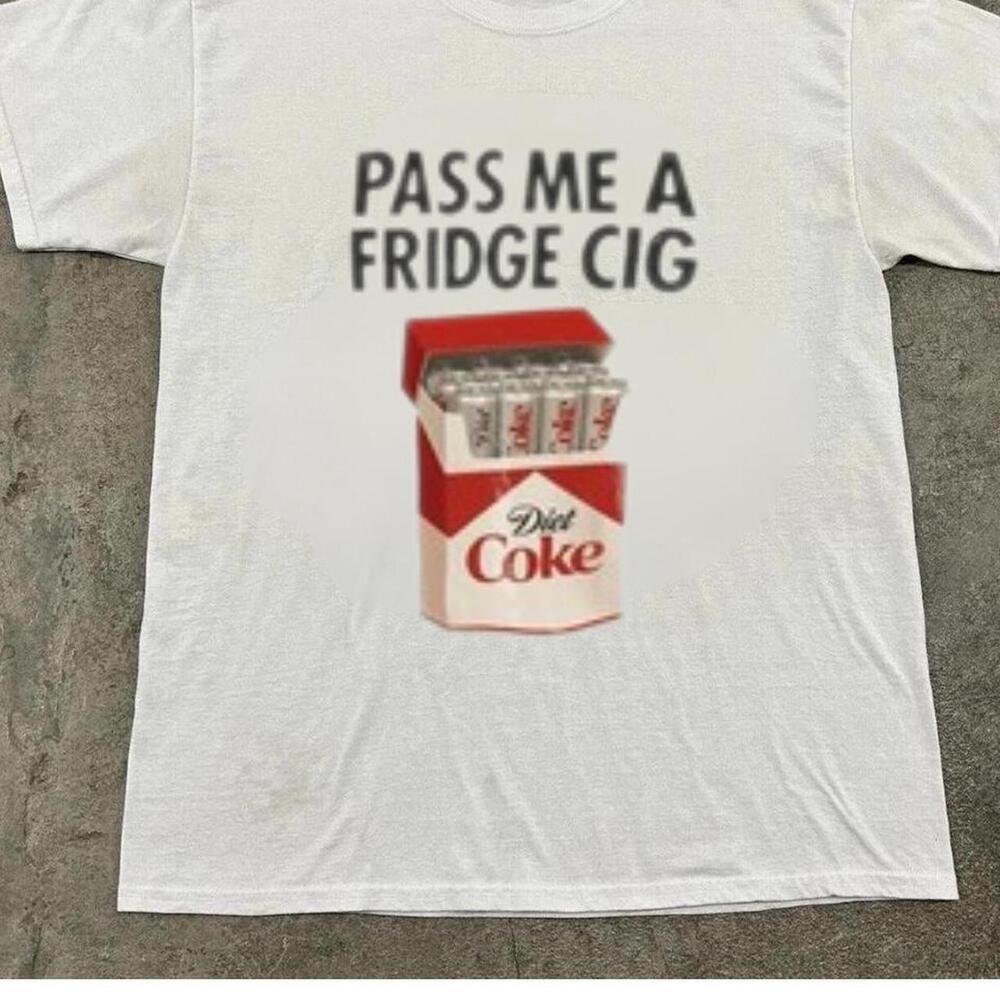 Graphic Tee With Pass Me A Fridge Cig Design White And Black